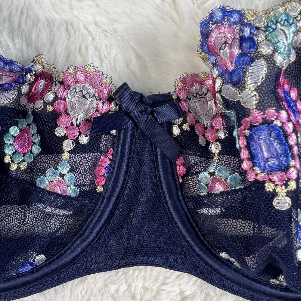 Victoria Secret Dream Angels Wicked Unlined Balconette Bra 32DD Blue Mesh NWT - Picture 5 of 6